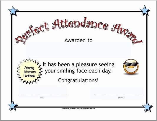 Attendance Certificate format for Employees Lovely Employee Perfect attendance Certificate Template Free Free