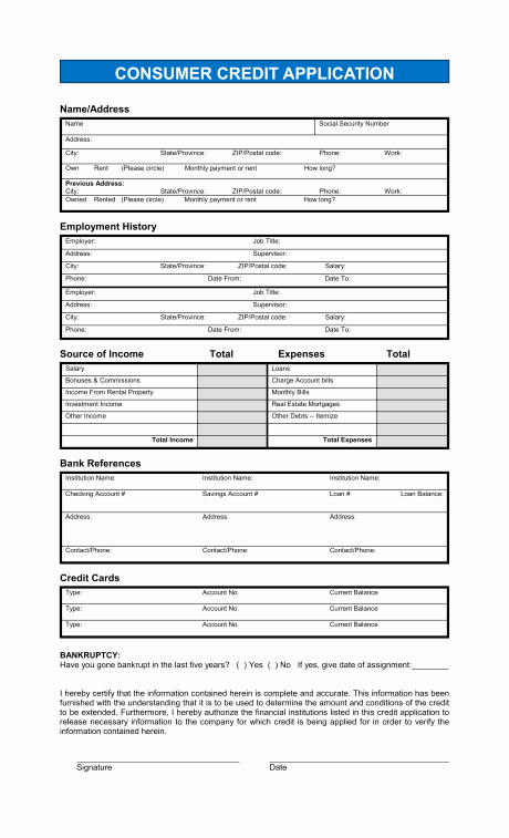 Auto Credit Application form Template Beautiful Free Printable Business Credit Application form form Generic
