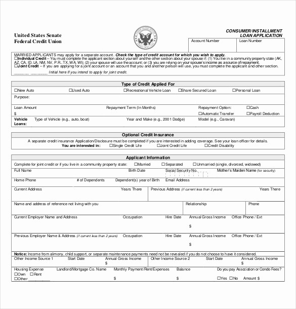 Auto Credit Application form Template Fresh 15 Application form Templates – Free Sample Example