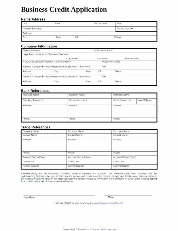 Auto Credit Application form Template Fresh Business Credit Application Template Free Policy and
