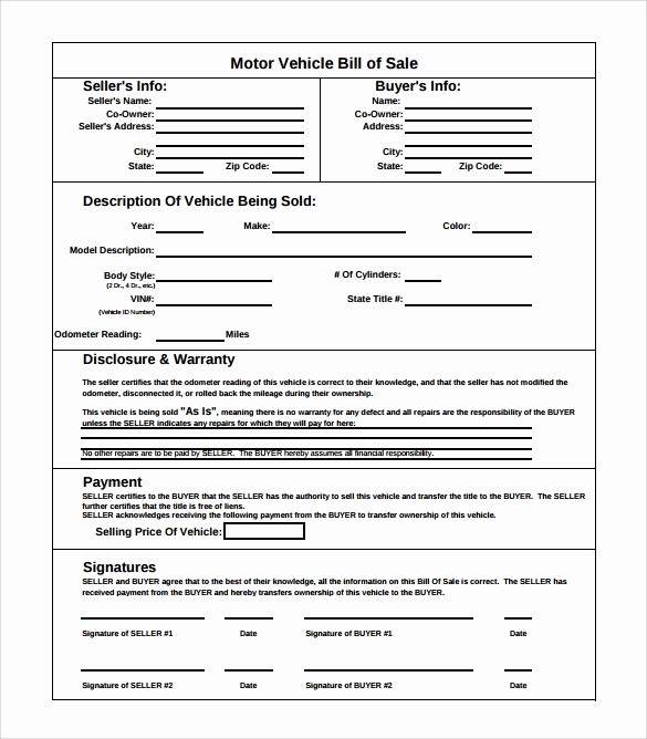 Auto Dealer Bill Of Sale Awesome 14 Sample Vehicle Bill Of Sales – Pdf Word