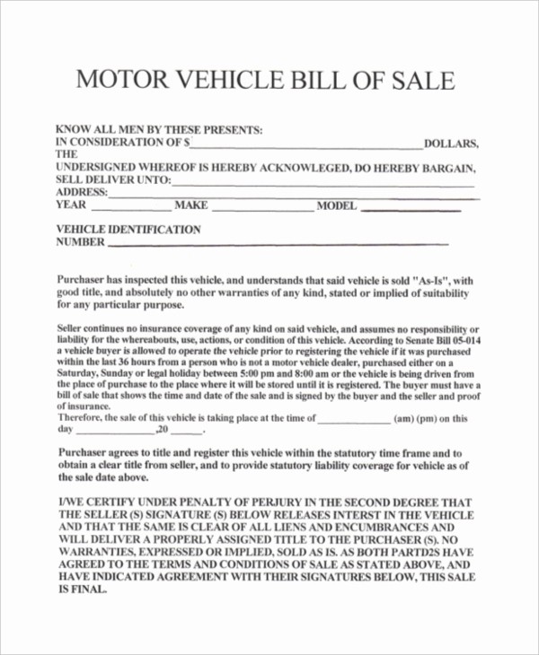 Automobile Bill Of Sale Ga Elegant Sample Bill Of Sale Vehicle form 8 Free Documents In Pdf