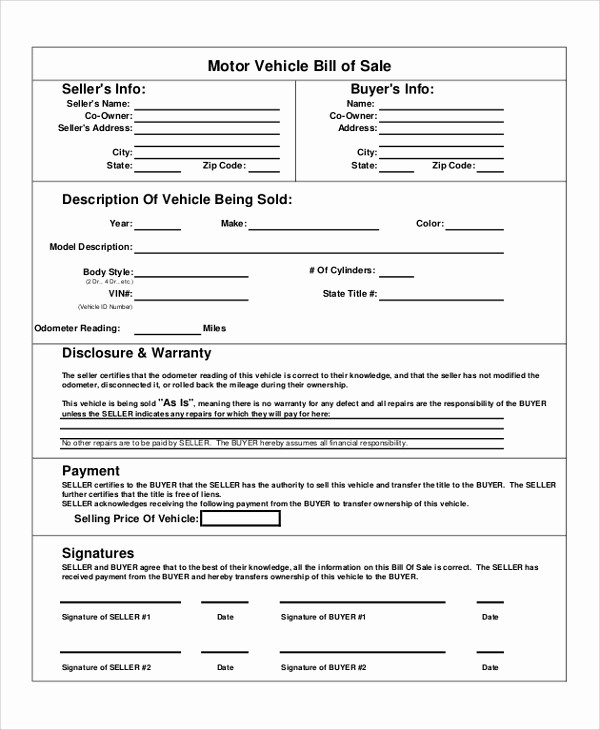 Automobile Bill Of Sale Nc Awesome 8 Sample Bill Of Sale for Vehicles