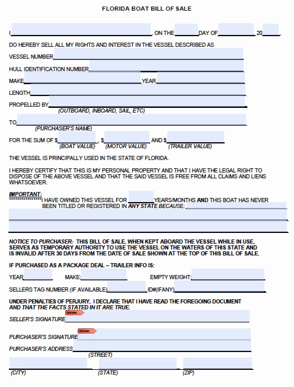 Automotive Bill Of Sale Florida Awesome Free Florida Boat Bill Of Sale form Pdf