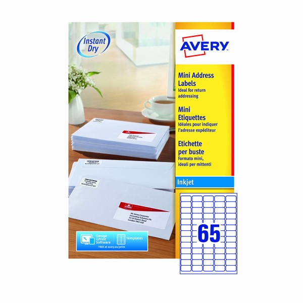 Avery 10 Per Page Labels Beautiful Avery Mini White Inkjet Label 38 1 X 21 2mm 65 Per Sheet