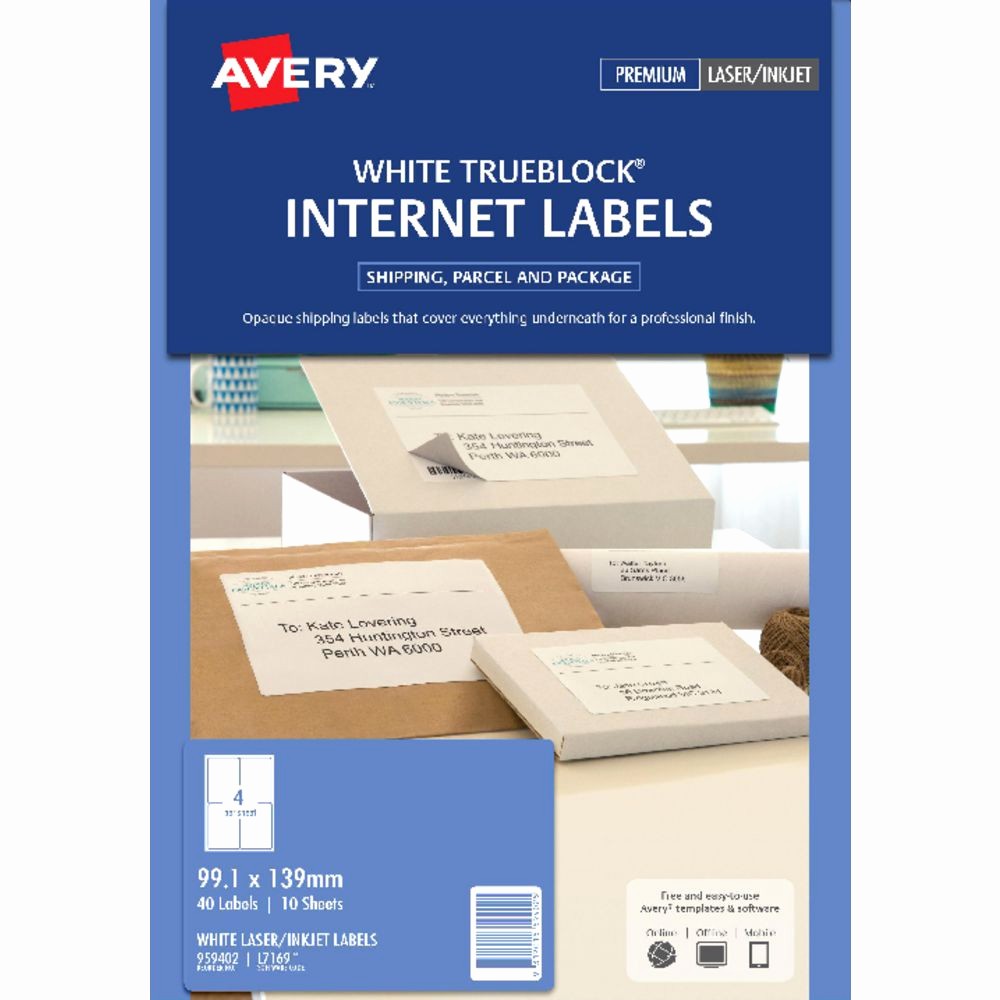 Avery 10 Per Page Labels Elegant Avery Internet Shipping Labels 4 Per Page 10 Pack