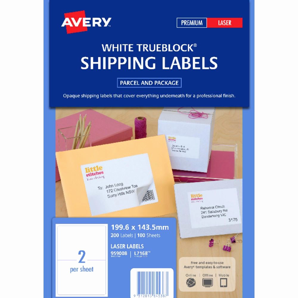 Avery 2 Labels Per Sheet Unique Avery Laser Shipping Labels White 100 Sheets 2 Per Page