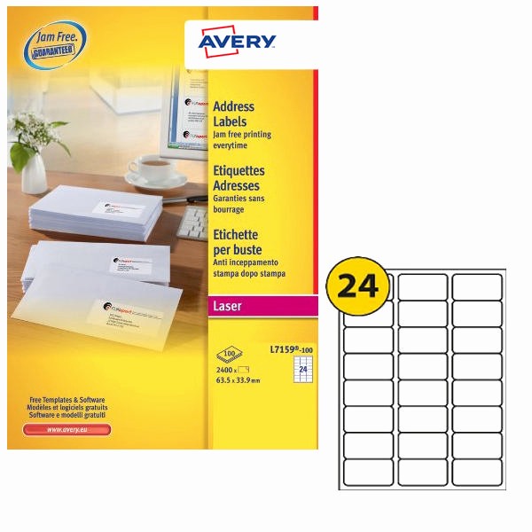 Avery 30 Per Sheet Labels Fresh Avery Address Laser Labels 24 Labels Per Sheet 100 Sheets