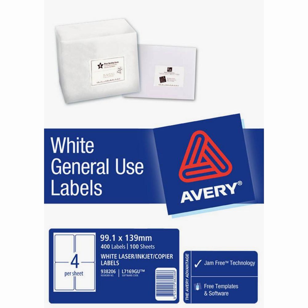 Avery 4 Labels Per Page New Avery General Use Labels White 4 Up 100 Sheet