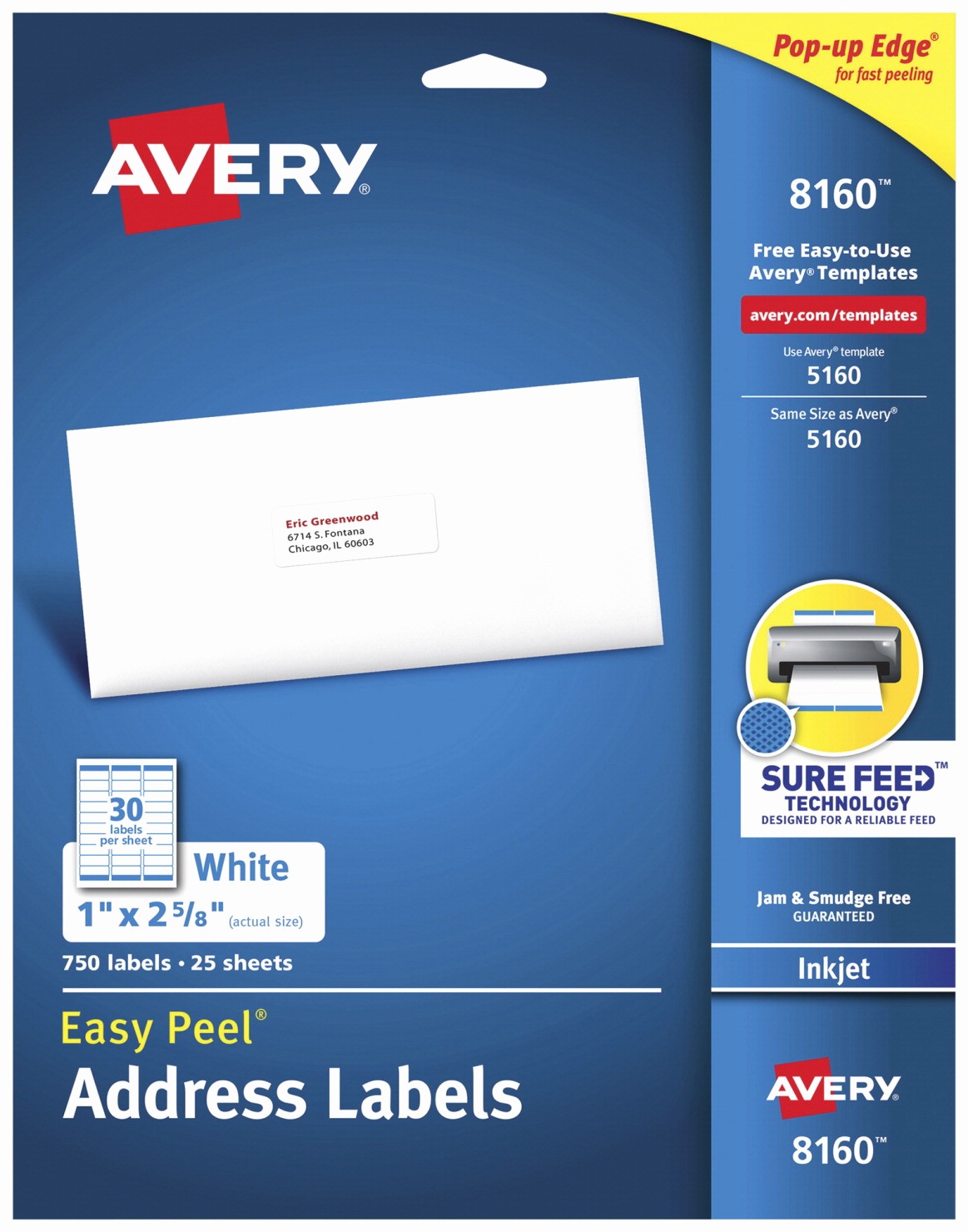 Avery 8160 Address Label Template Elegant Avery Easy Peel Permanent Adhesive Address Labels White