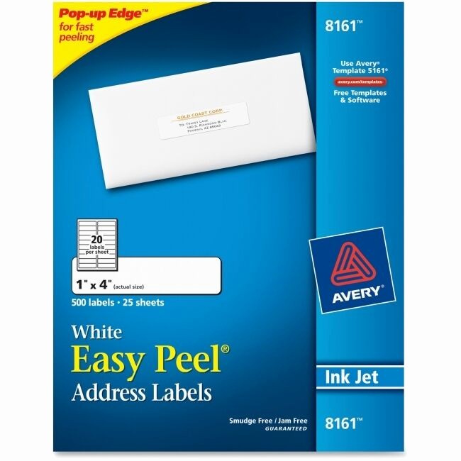 Avery 8160 Address Label Template Fresh Avery Easy Peel Inkjet Address Labels 1 X 4 White 500
