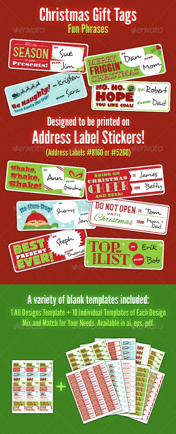 Avery 8160 Christmas Gift Labels New Christmas Gift Tag Stickers Fun Phrases by Rexrainey