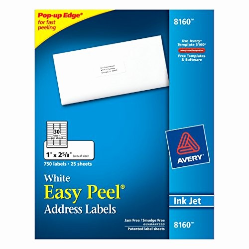 Avery Label 30 Per Sheet Inspirational Avery Easy Peel Address Labels Inkjet Printers White 1