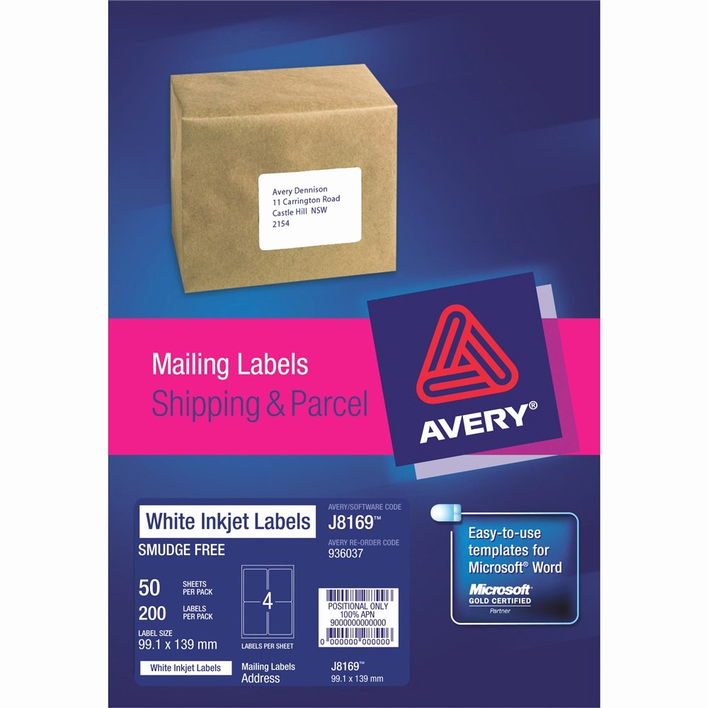 Avery Label 4 Per Page Inspirational Product Browse