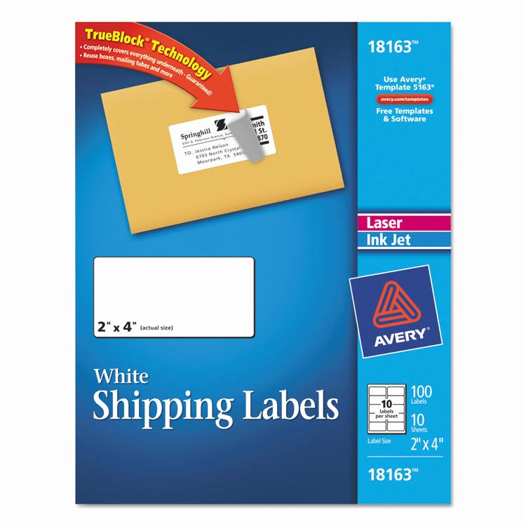 Avery Label 4 Per Page Unique &quot;avery Shipping Labels W Trueblock Technology 2 X 4