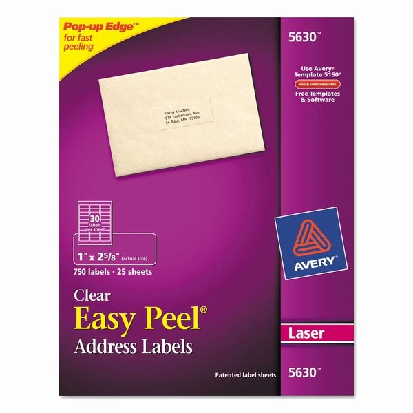 Avery Return Address Labels 5160 New Avery Clear Easy Peel 1 X 2 5 8 Laser Mailing Labels Box