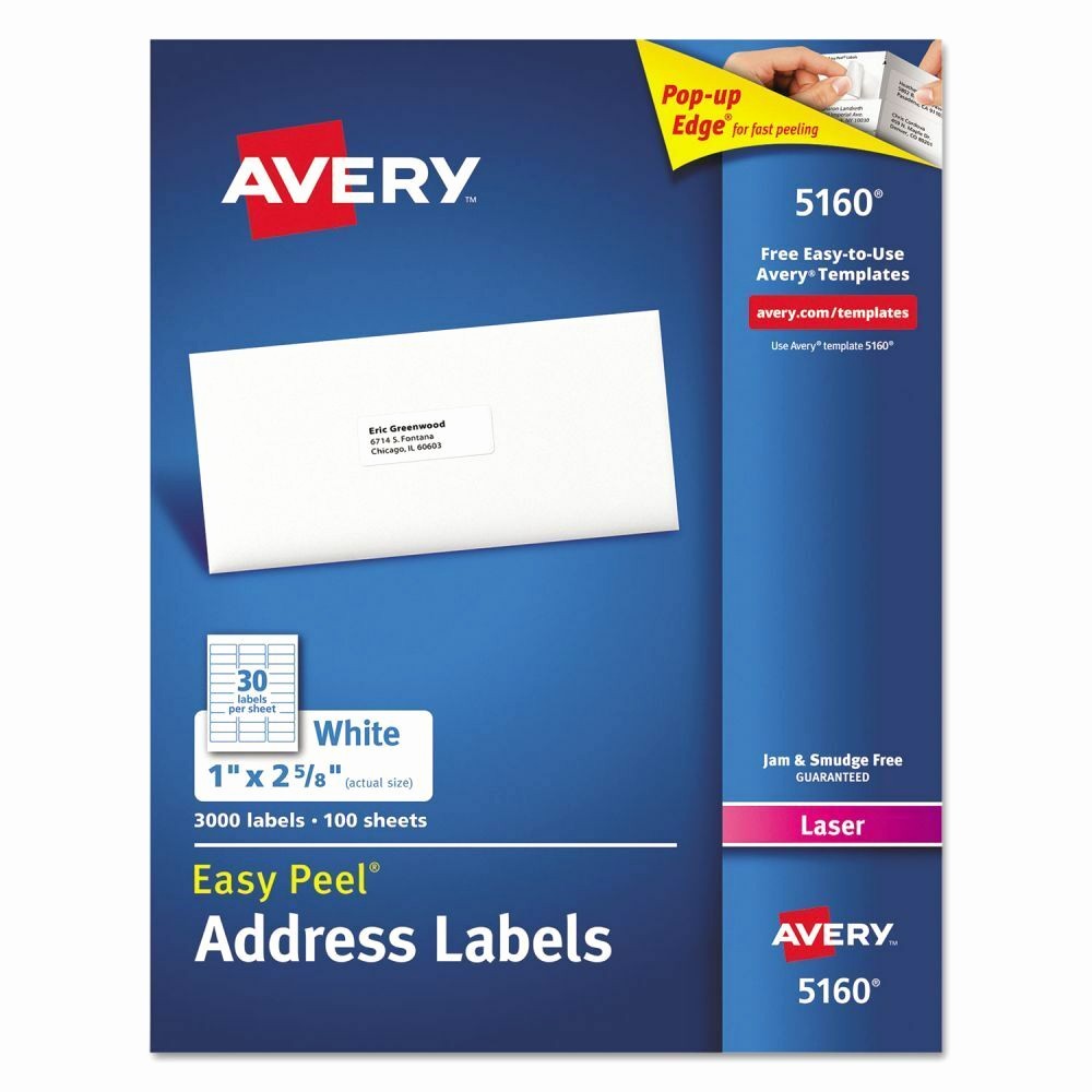 Avery Return Address Labels 5160 New Avery Easy Peel Address Labels Ave5160
