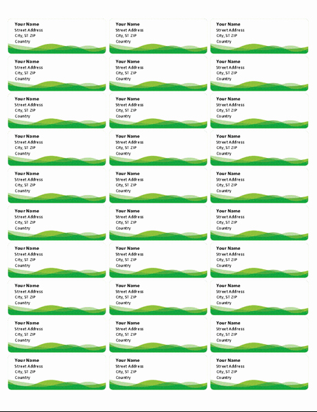 Avery Template 18660 Microsoft Word Lovely Mailing Labels Green Wave Design 30 Per Page