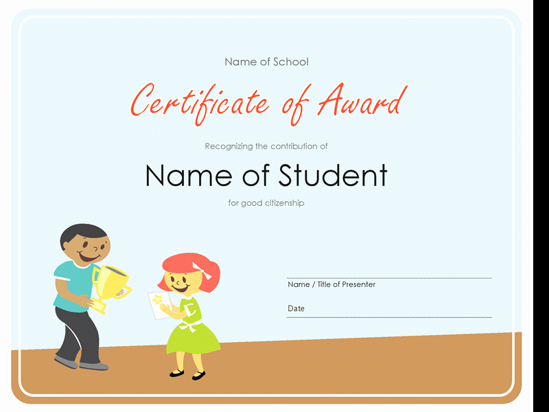 Award Certificates for Students Free Best Of Certificate Of Award Elementary Students