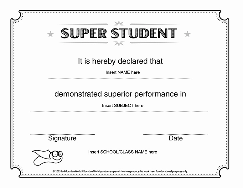 Award Certificates for Students Free Fresh Super Student Certificate Free Certificate Templates In