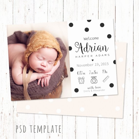 Baby Girl Birth Announcements Template Awesome Birth Announcement Template Card Digital Baby Girl &amp; Baby Boy