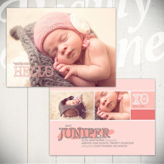Baby Girl Birth Announcements Template Lovely Birth Announcement Template Little Heart Card A 5x7
