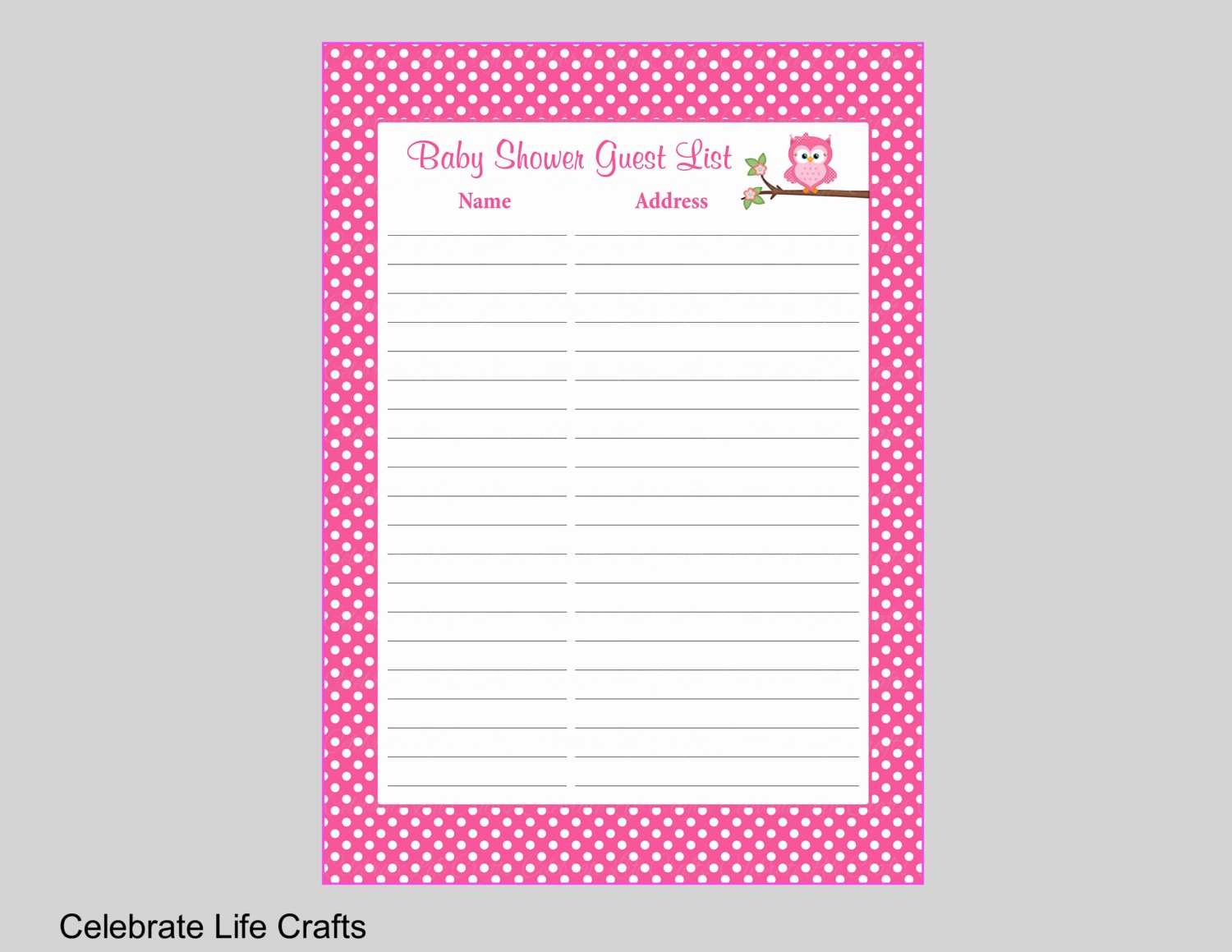 Baby Shower Guest List Printable Awesome Owl Baby Shower Guest List Printable Sign In Sheet with