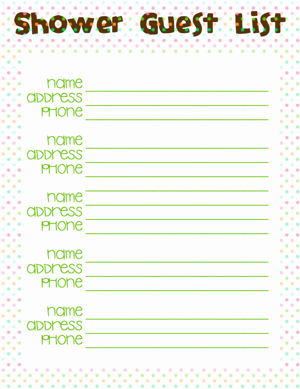 Baby Shower Guest List Printable Elegant Guest Book Template Free