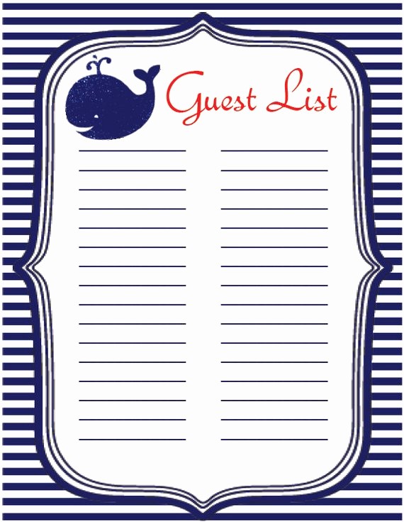 Baby Shower Guest List Printable Inspirational Baby Shower Instant Download Guest List Sign In Sheet