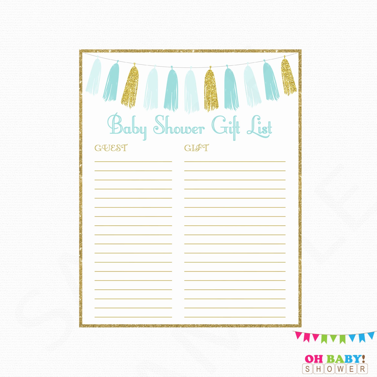 Baby Shower Guest List Printable Inspirational Printable Gift List Boy Baby Shower Guest Sign In Sheet