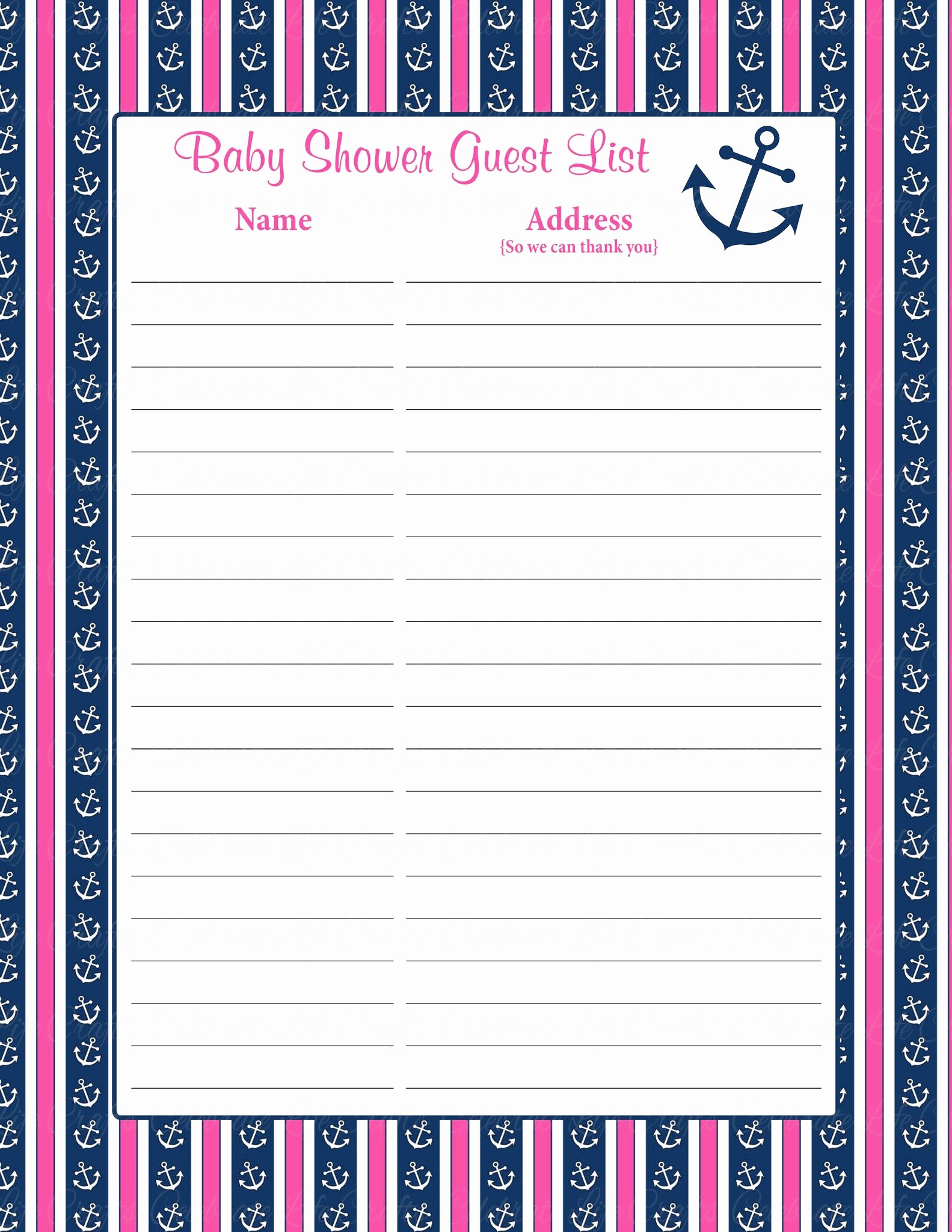 Baby Shower Guest List Printable Lovely Printable Baby Shower Guest List Portablegasgrillweber