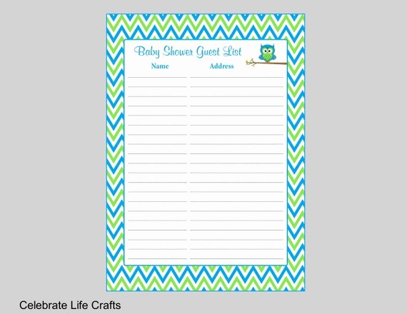 Baby Shower Guest List Printable New Baby Shower Guest List Printable Sign In Sheet with Address
