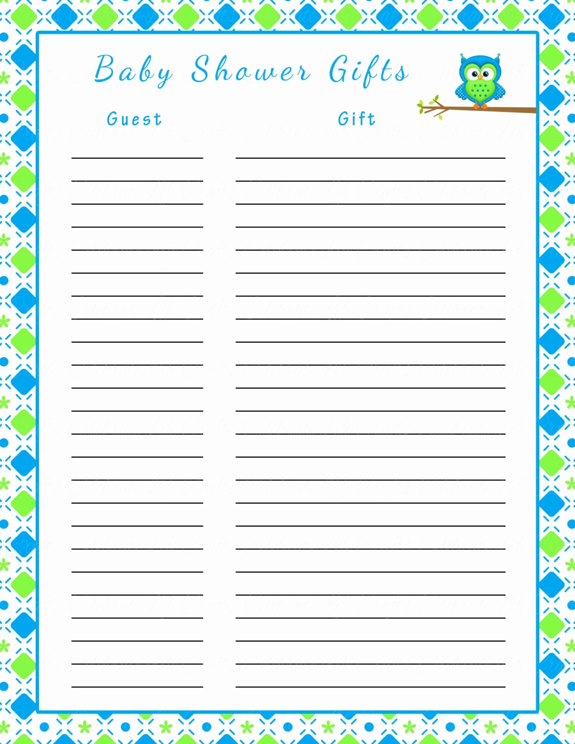 Baby Shower Guest List Printable New Printable Baby Shower Gift List Template Gifts Gifts Mughals