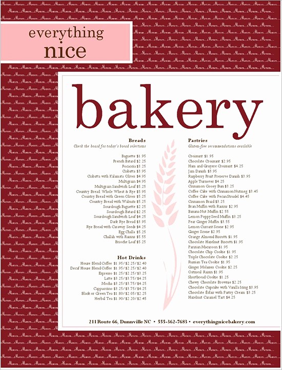 Bakery Menu Template Word Free Inspirational 30 Bakery Menu Templates Psd Pdf Eps Indesign