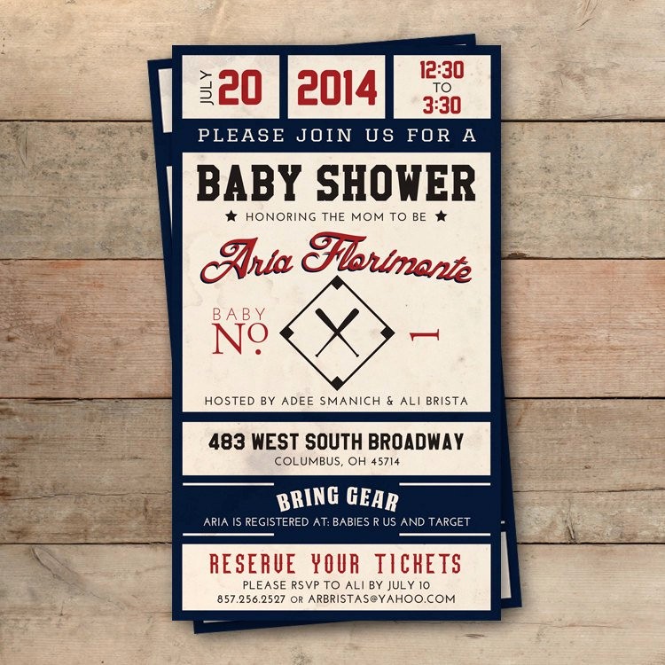 Baseball Ticket Invitation Template Free New Vintage Baseball Ticket Baby Shower Invitation Personalized