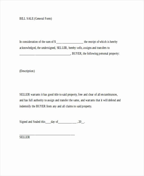 Basic Automobile Bill Of Sale Awesome Bill Of Sale form In Word