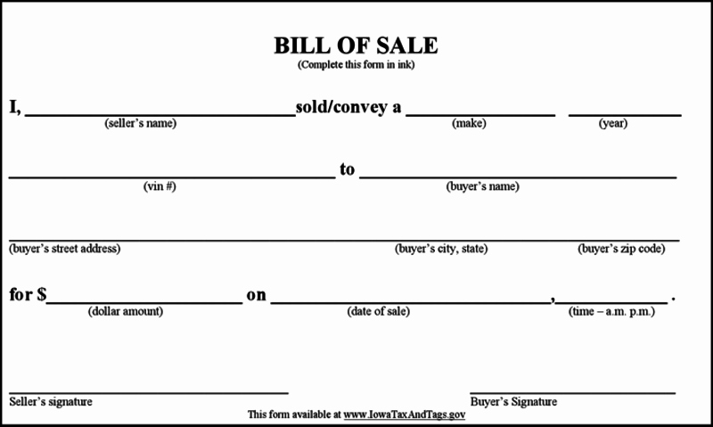 Basic Automobile Bill Of Sale Elegant Bill Of Sale form Template
