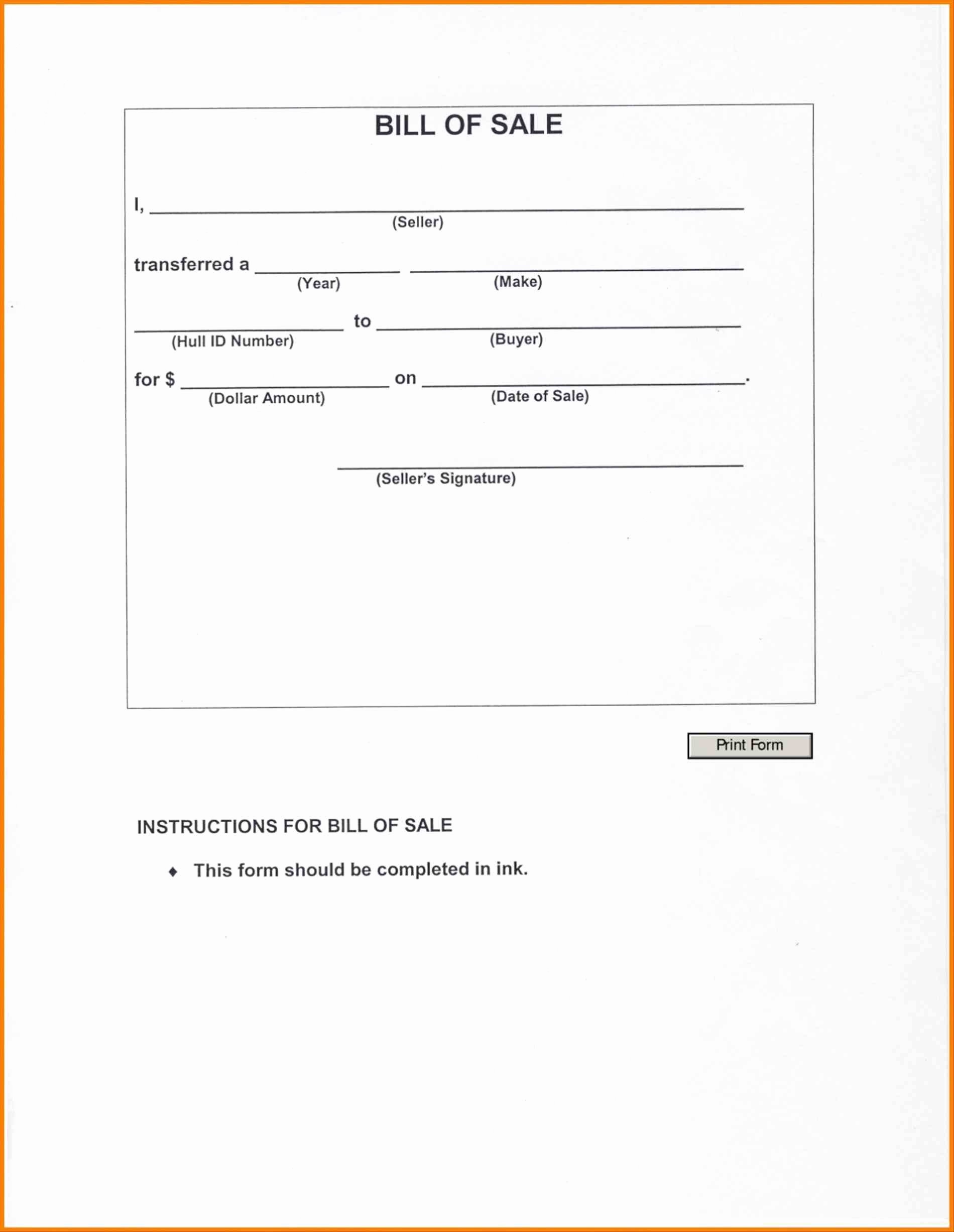 Basic Bill Of Sale Template Unique Rv Purchase Agreement Pdf Basic Printable Bill Sale