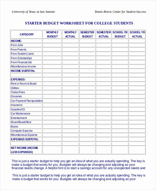 Basic Budget Worksheet College Student Beautiful 14 Printable Bud Worksheet Templates Word Pdf