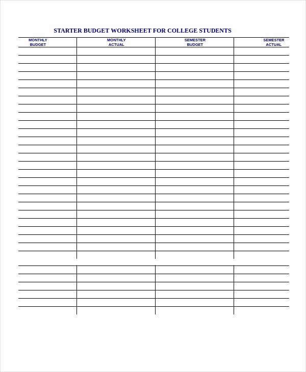 Basic Budget Worksheet College Student Luxury Printable Bud Worksheet 18 Free Word Excel Pdf