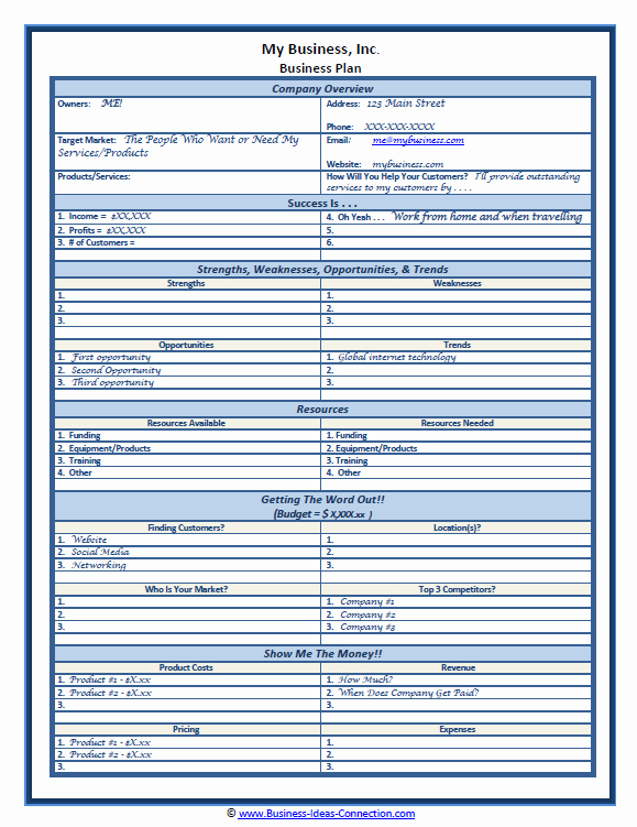 Basic Business Plan Template Free New Business Plan Templates