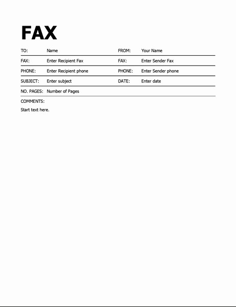 Basic Cover Sheet for Fax Fresh Fax Cover Sheet Template Word 2010