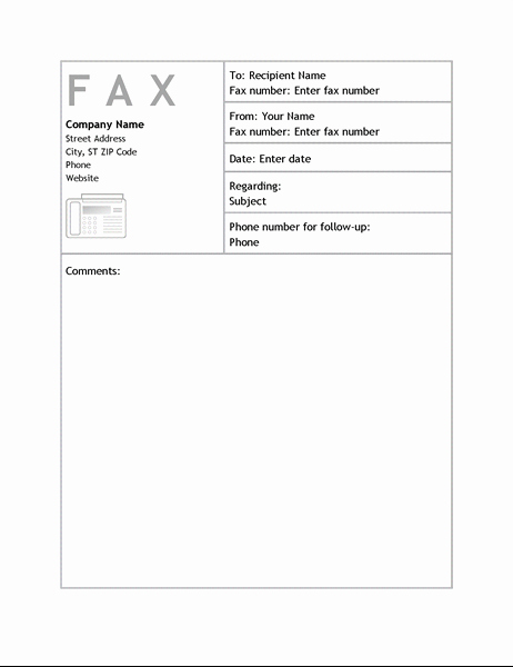 Basic Cover Sheet for Fax New Business Fax Cover Sheet