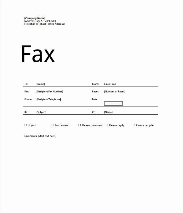 Basic Cover Sheet for Fax Unique Fax