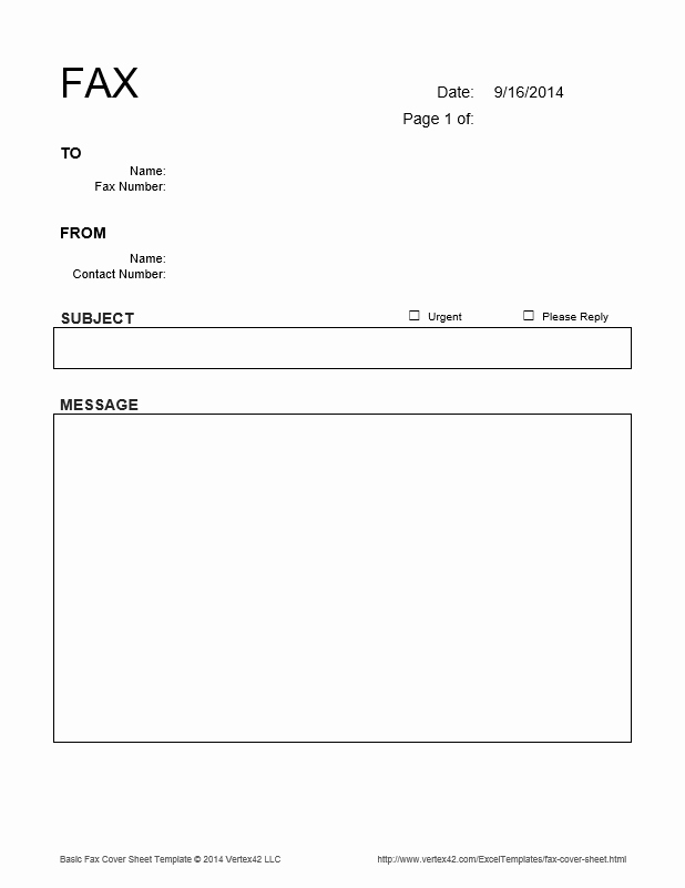 Basic Fax Cover Sheet Template Unique Download the Basic Fax Cover Sheet From Vertex42
