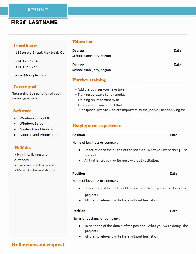 Basic format Of A Resume Awesome 70 Basic Resume Templates Pdf Doc Psd