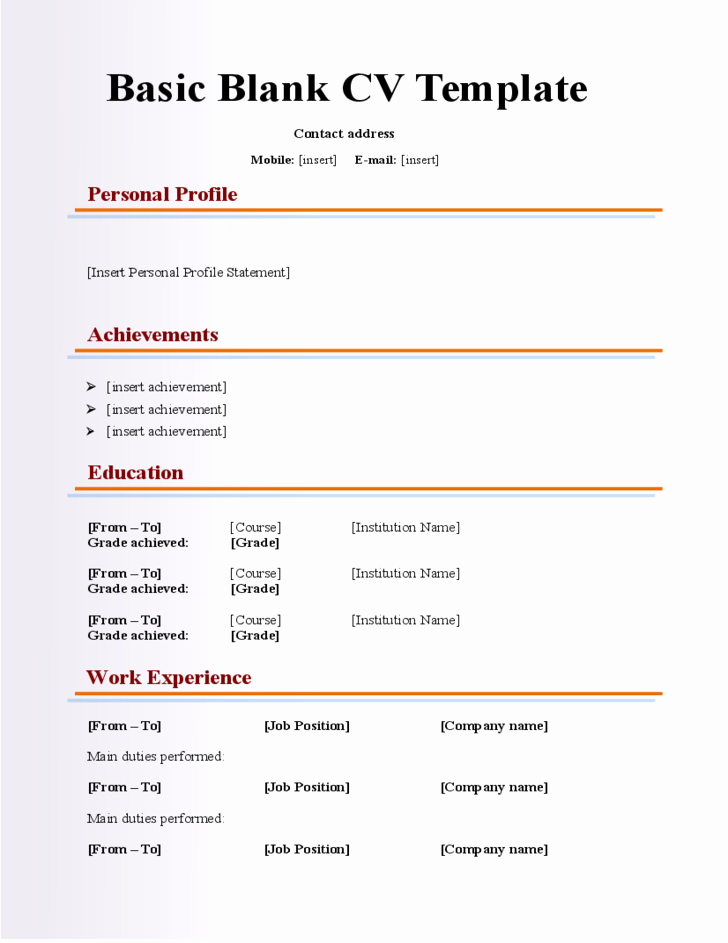 Basic format Of A Resume Best Of Cv Template Resume Template Pinterest