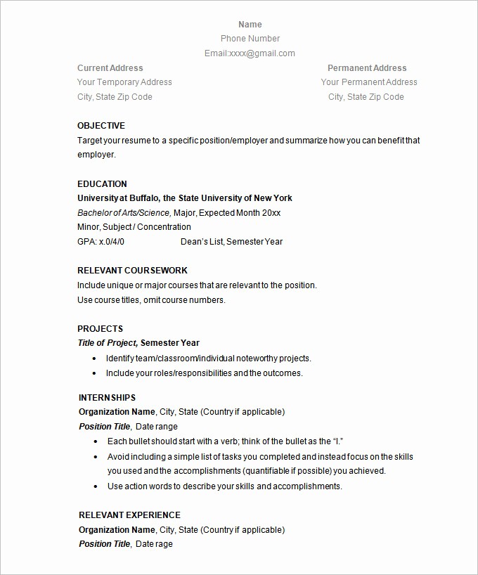 Basic format Of A Resume Luxury Simple Resume Template 46 Free Samples Examples