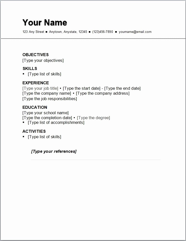 Basic format Of A Resume Unique Basic Resume Outline Template
