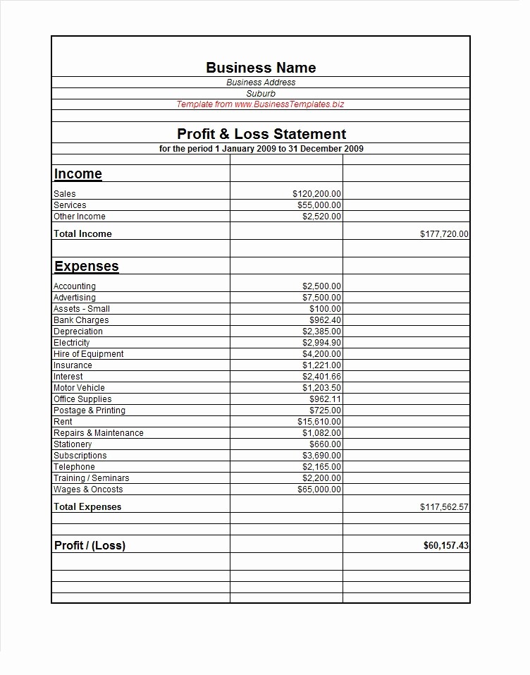 Basic Profit and Loss Template New 38 Free Profit and Loss Statement Templates &amp; forms Free